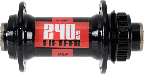 DT Swiss 240S Front Hub: 32h, 15mm Thru Axle, Center Lock Disc, Includes 12mm and QR end caps